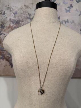 COACH Two Tone Heart & Key Pendant Necklace - Women Jewelry